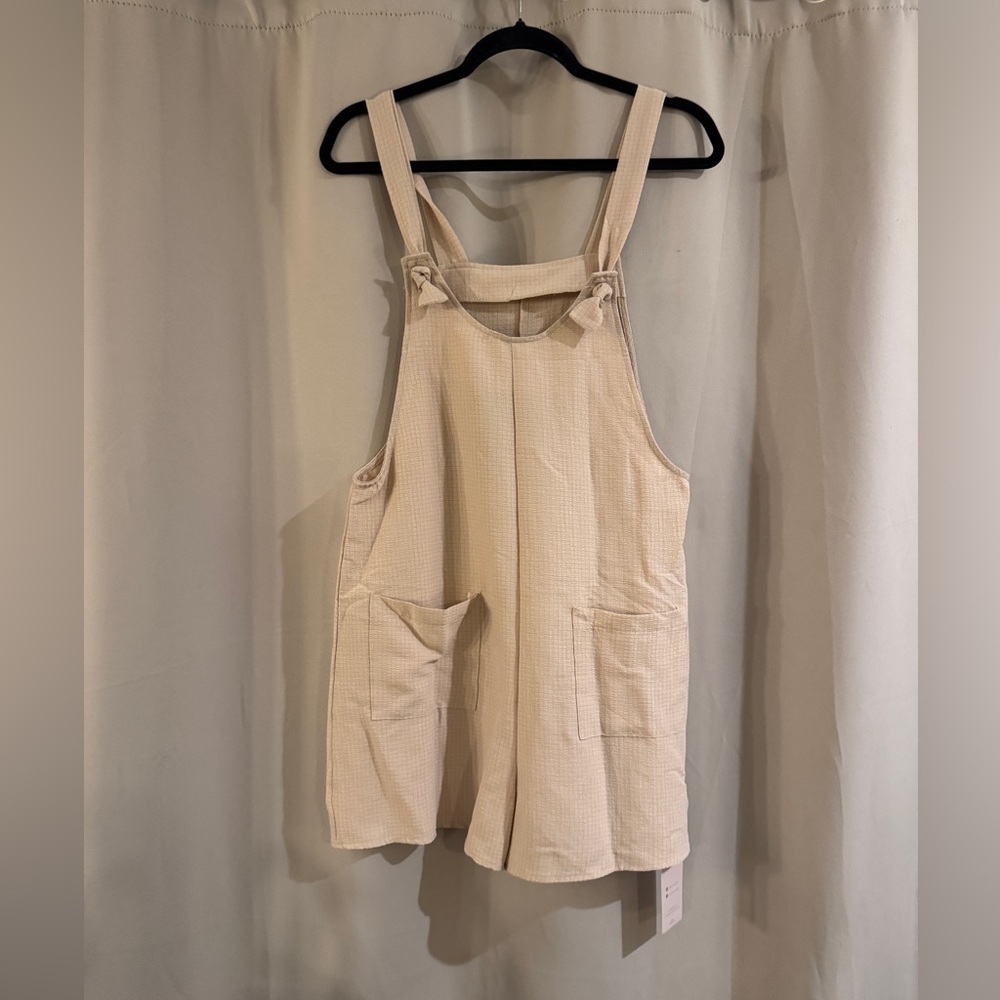 NWT Emery Rose Cream Textured Overalls